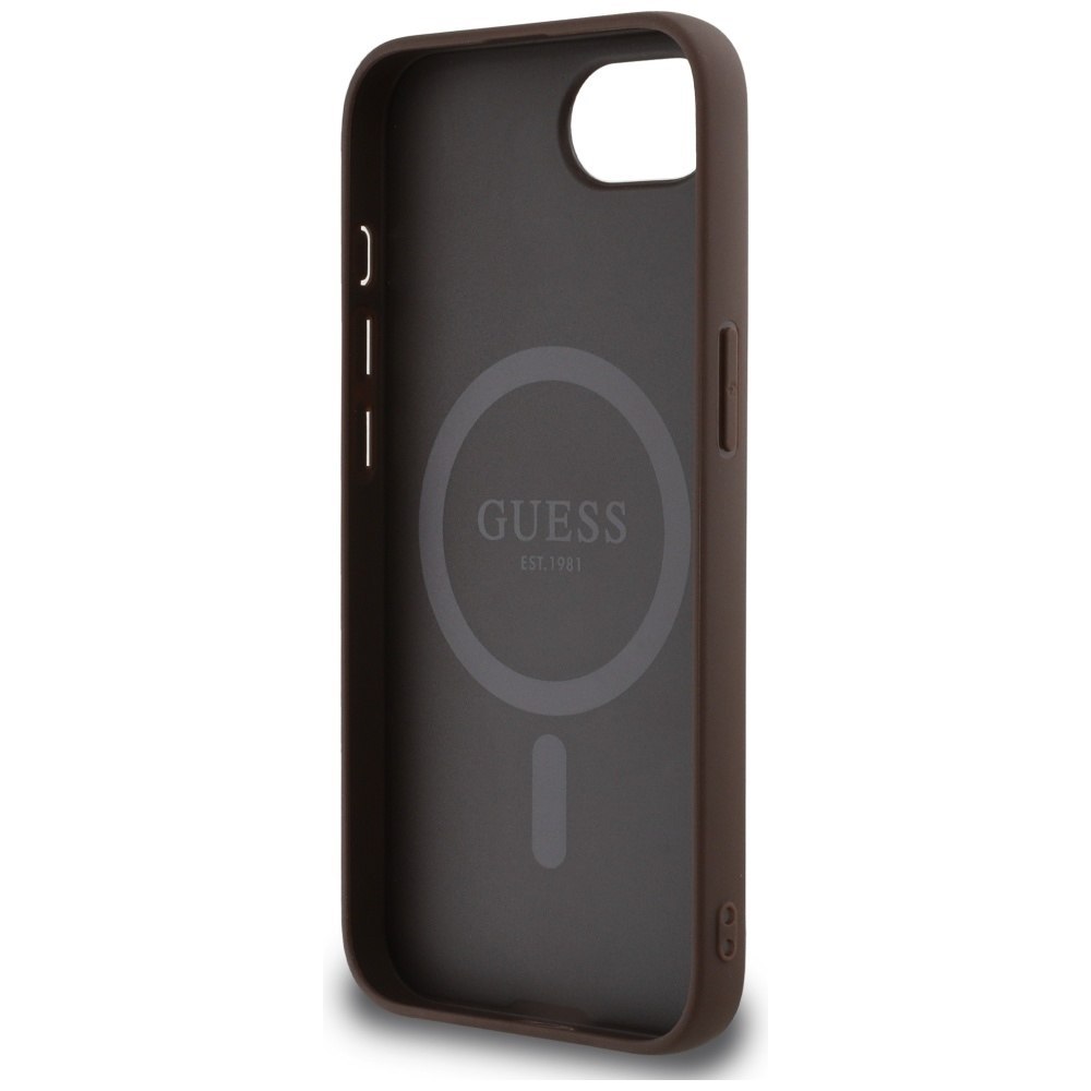 Etui Guess 4G Ring Classic Logo MagSafe do iPhone 16e brązowy